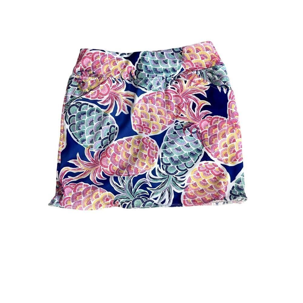 JEAN-PIERRE KLIFA Women's Pineapple Print Mini Skirt Skort Blue Size Extra Small